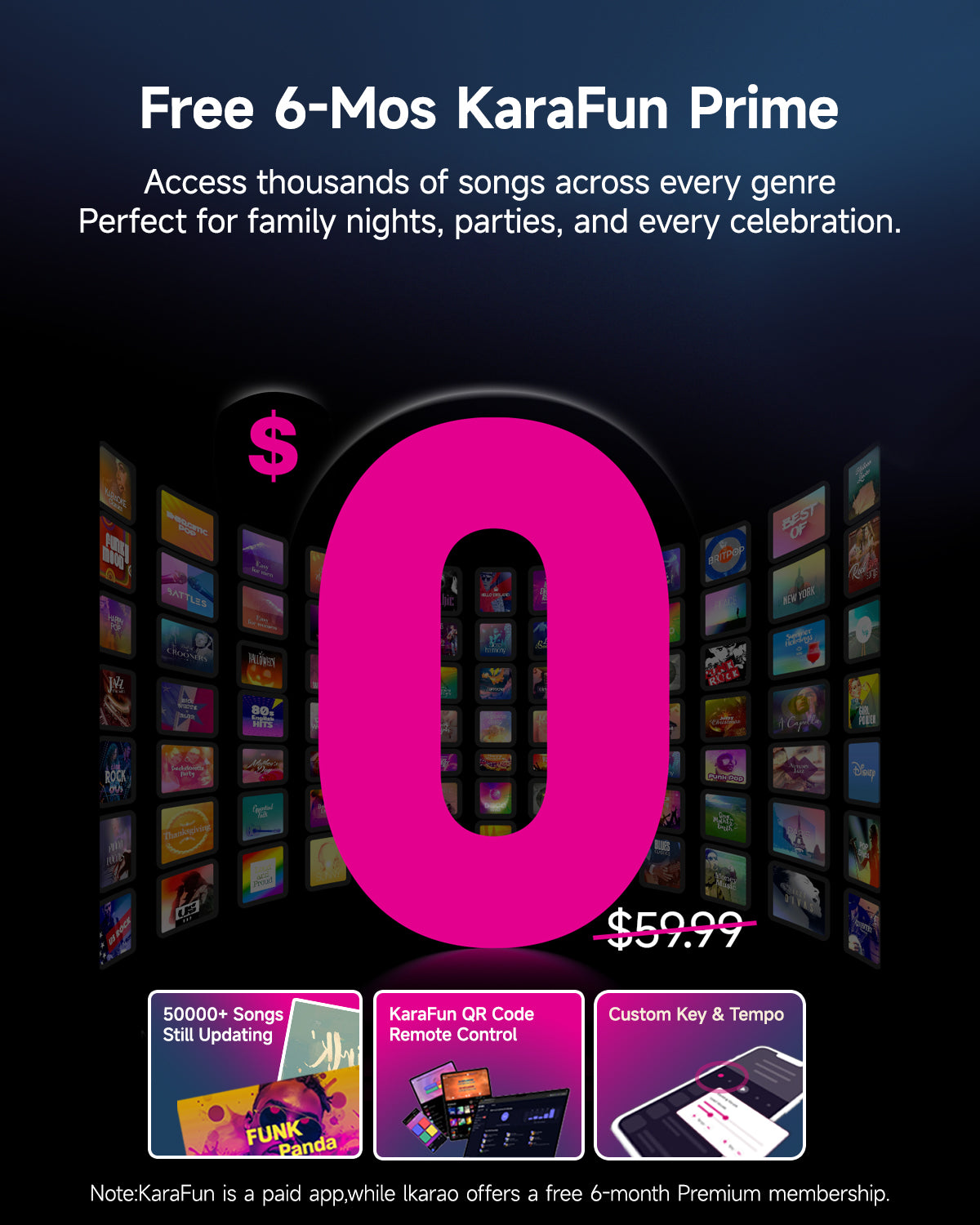 Ikarao Smart Karaoke Machine for Adults with Screen Lyrics Display,2 Wireless Mics,Portable Bluetooth Speaker for Music Party