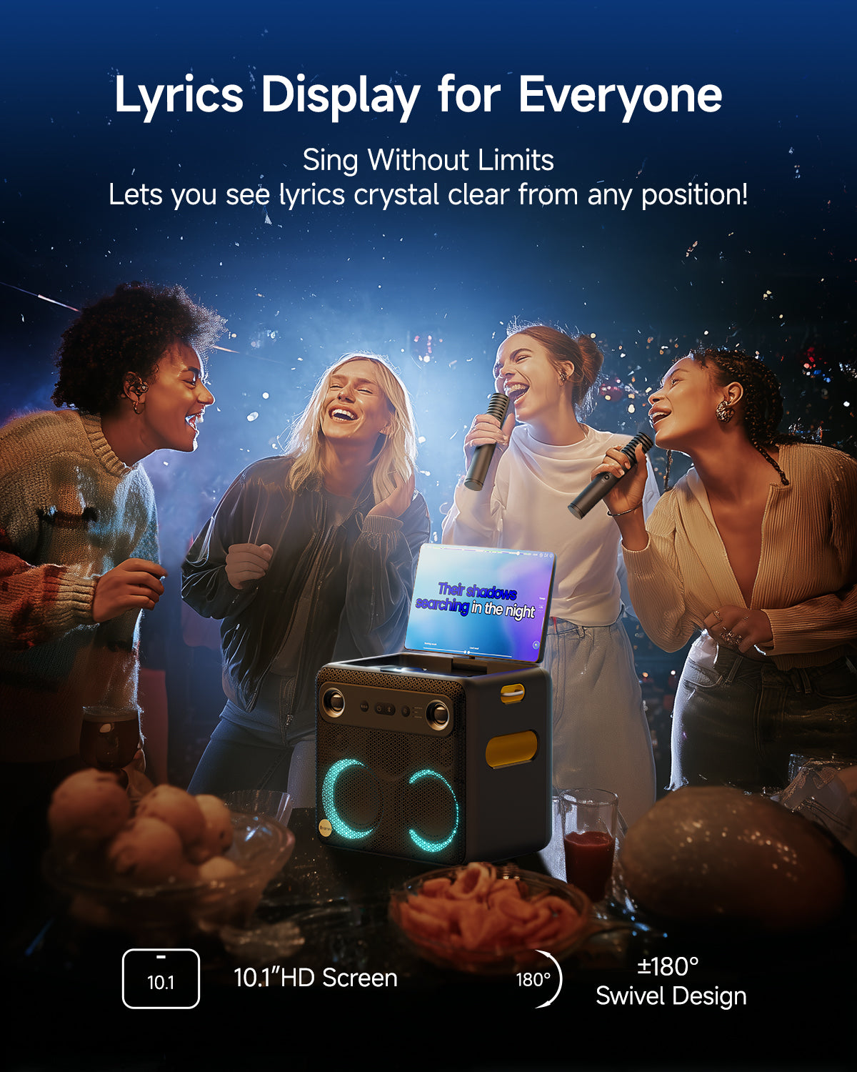 Ikarao Smart Karaoke Machine for Adults with Screen Lyrics Display,2 Wireless Mics,Portable Bluetooth Speaker for Music Party