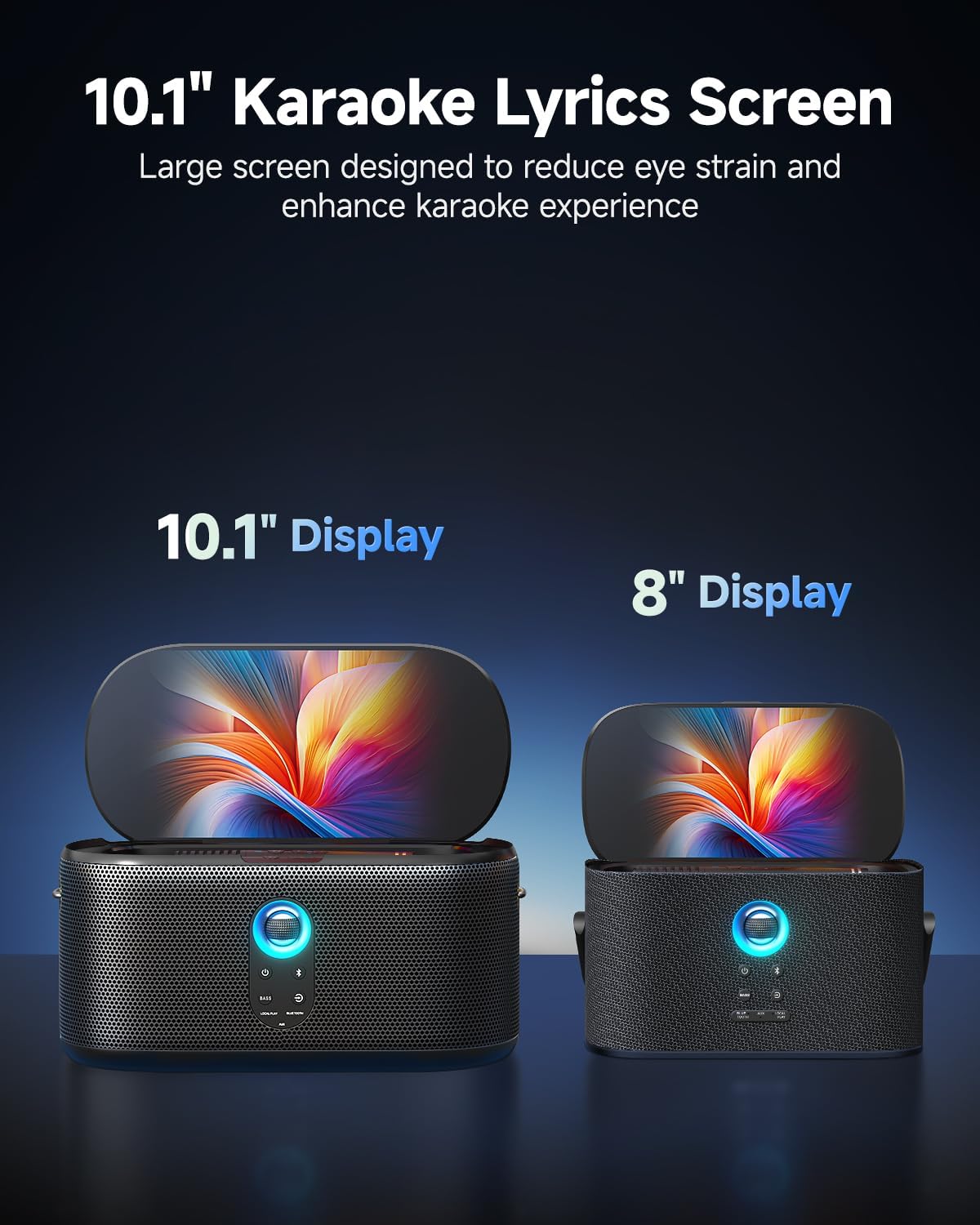 Ikarao Karaoke Machine with Screen, 2 Wireless Mics, 280W Peak Power, Portable Speaker for Music Party