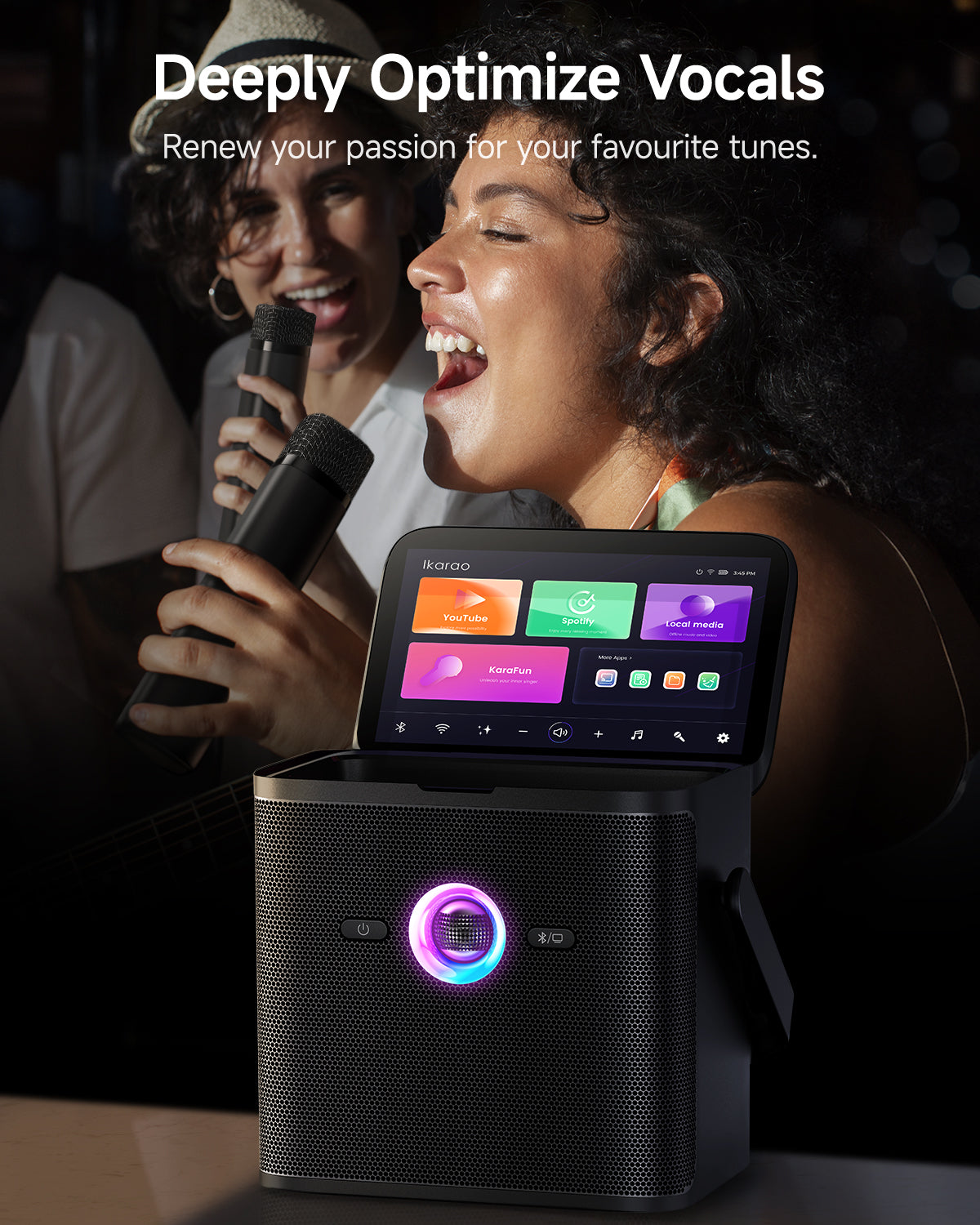 Kids Karaoke Machine with Lyrics Screen & 2 Wireless Mics
