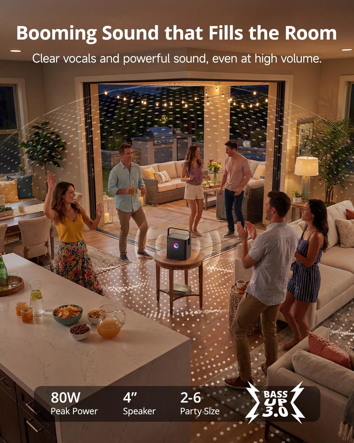 Ikarao Karaoke Machine for Kids & Adults, with Lyrics Screen, 2 Wireless Mics, Autotune & Echo, HDMI Connect to TV, Portable Speaker for Home, Outdoor