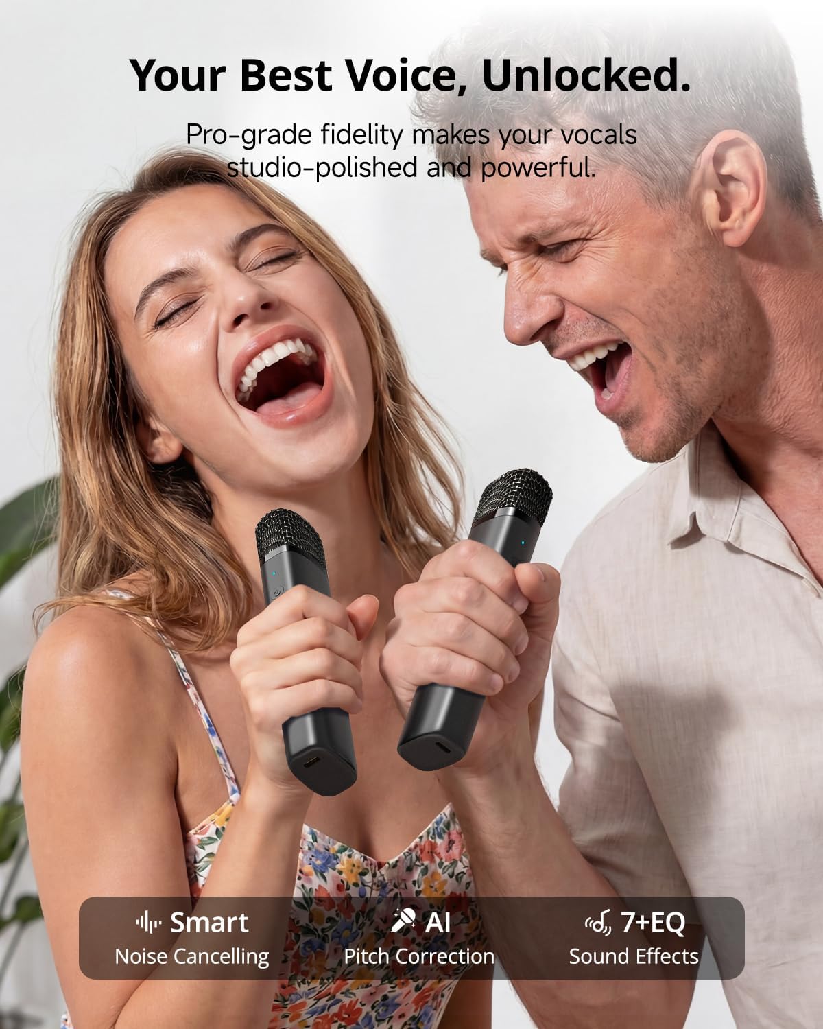 Ikarao Karaoke Machine for Kids & Adults, with Lyrics Screen, 2 Wireless Mics, Autotune & Echo, HDMI Connect to TV, Portable Speaker for Home, Outdoor
